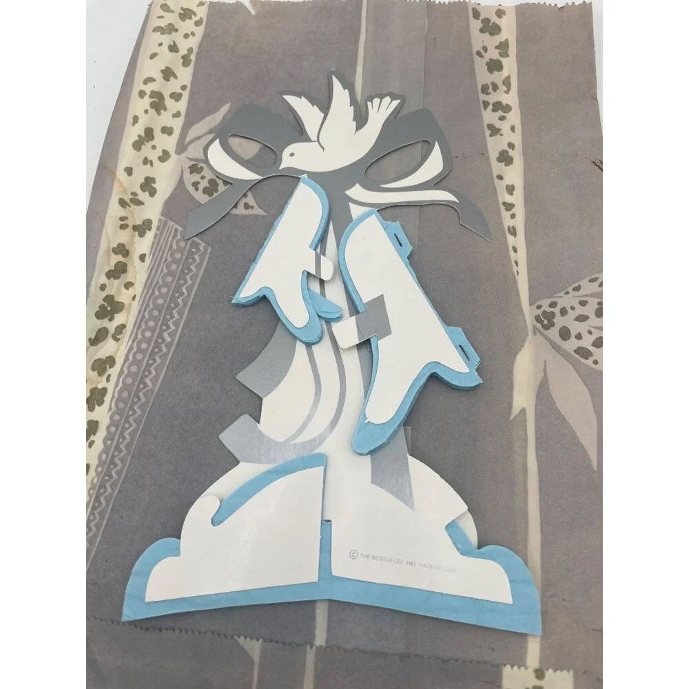 Vintage 1983 Beistle Art-Tissue Bell Centerpiece Light Blue Wedding Decor USA